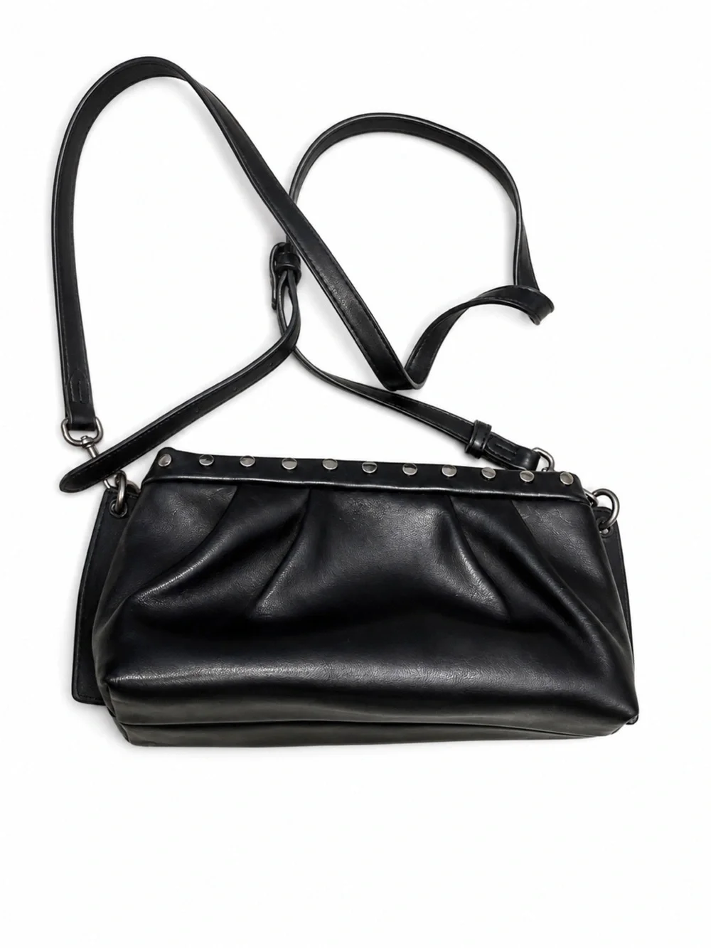 Black Stud-Trim Leather Crossbody Bag